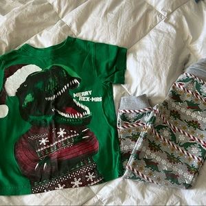 Dinosaur Christmas shirt and sweatpants